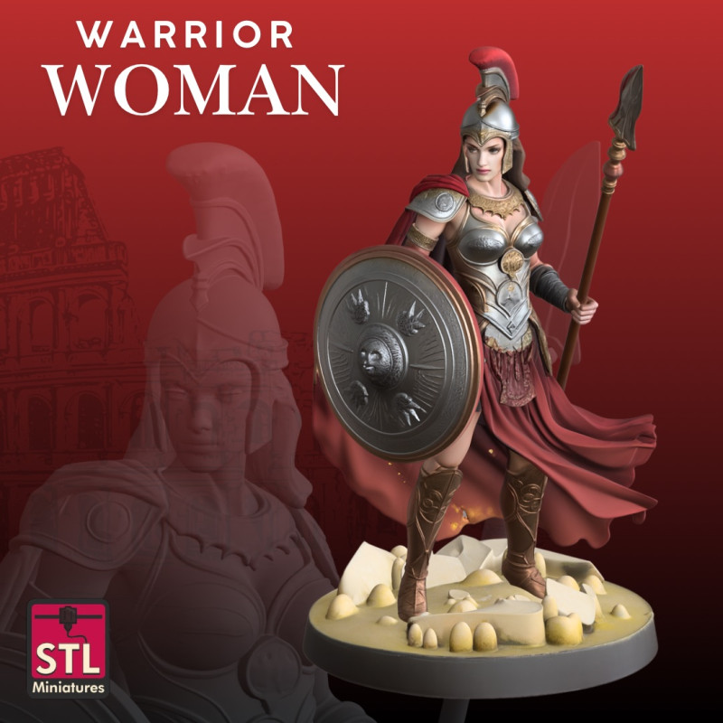 Roman Gladiatrix STL Warrior Woman Sculpture 3D Print Model .c4d .max .obj .3ds .fbx .stl .blend