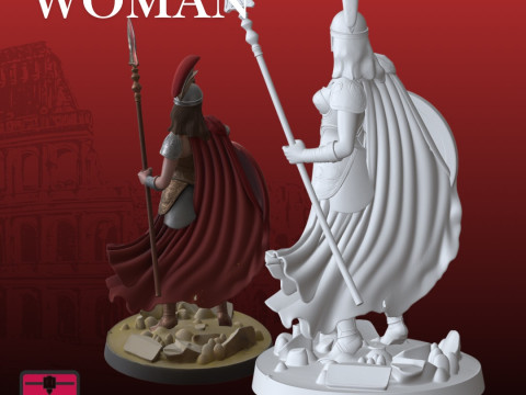 Roman Gladiatrix STL Warrior Woman Sculpture 3D Print Model