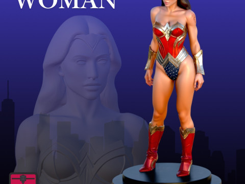 Wonder Woman STL Amazon Heroine Sculpture 3D Print Model
