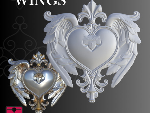 Heart with Wings STL Detailed Decorative Sculpture 3D 프린트 모델