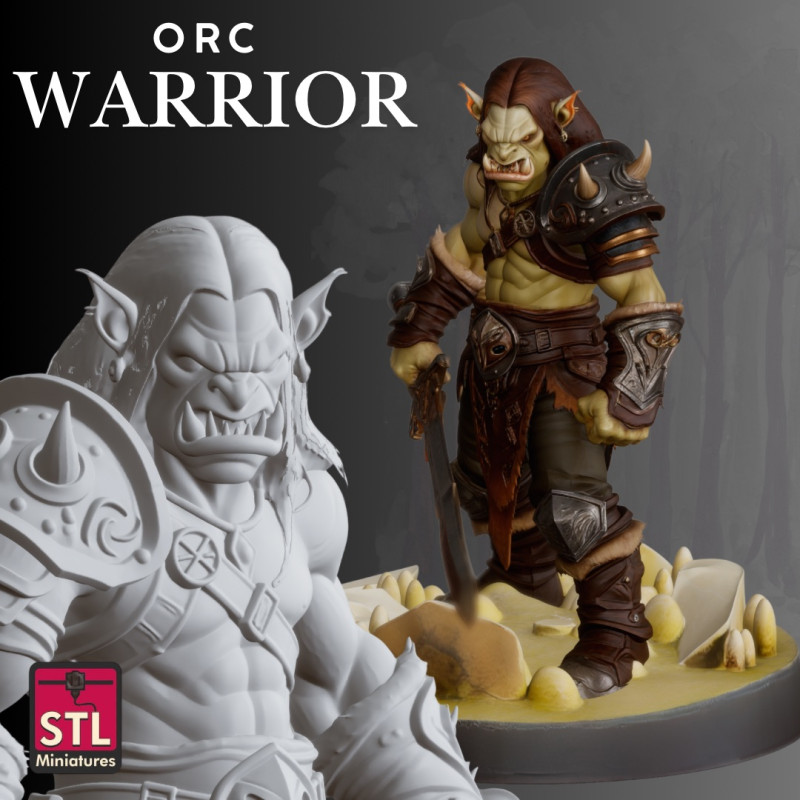Orc Warrior STL Terrifying Battle Stance 3Dプリントモデル .c4d .max .obj .3ds .fbx .stl .blend 