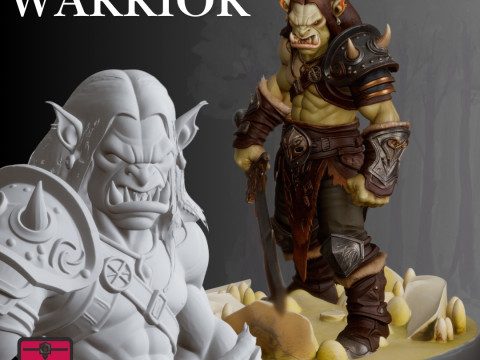 Orc Warrior STL Terrifying Battle Stance Model Cetak 3D