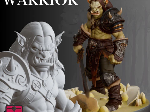 Posisi Pertempuran Orc Warrior STL yang Menakutkan Model Cetak 3D