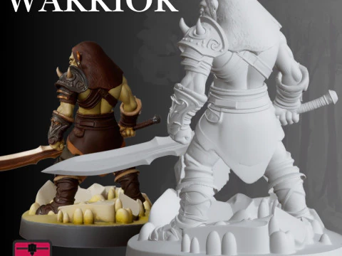 Orc Warrior STL Terrifying Battle Stance 3D Print Model