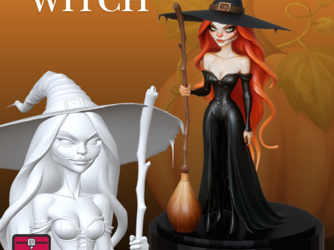 Halloween Witch STL Enchanting Sorceress Sculpture 3D Принт Модель
