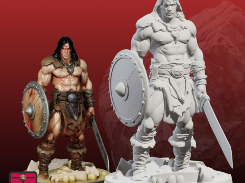 Conan the Barbarian STL Legendary Fantasy Warrior Sculpture 3D Baskı Modeli
