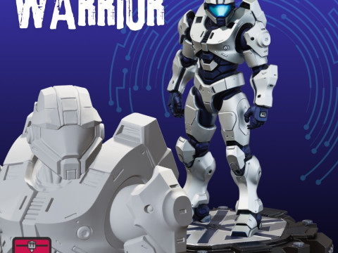 Futuristic Warrior STL Sci-Fi Armor Sculpture 3D Druckmodell