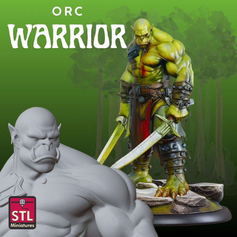 Orc Warrior STL Dual Blade Sculpture Modèles 3D en vedette .c4d .max .obj .3ds .fbx .stl .blend 