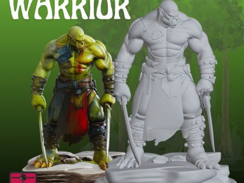 Orc Warrior STL Dual Blade Sculpture Modèles 3D en vedette