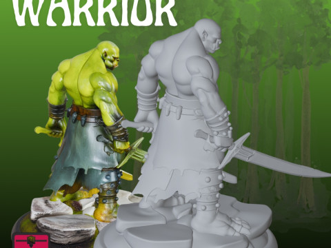 Orc Warrior STL Dual Blade Sculpture Modèles 3D en vedette