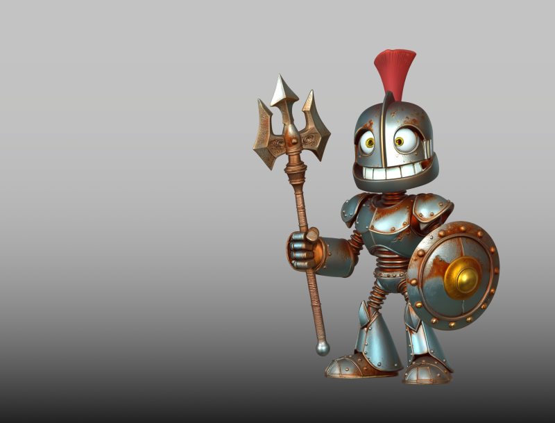Post-Apocalyptic Robot STL Smiling Warrior Figure 3D printmodel .c4d .max .obj .3ds .fbx .stl .blend 