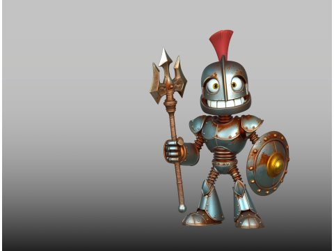 Post-Apocalyptic Robot STL Smiling Warrior Figure 3D printmodel
