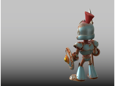 Post-Apocalyptic Robot STL Smiling Warrior Figure 3D printmodel