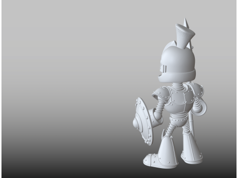 Post-Apocalyptic Robot STL Smiling Warrior Figure 3D printmodel