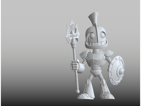 Post-Apocalyptic Robot STL Smiling Warrior Figure 3D printmodel