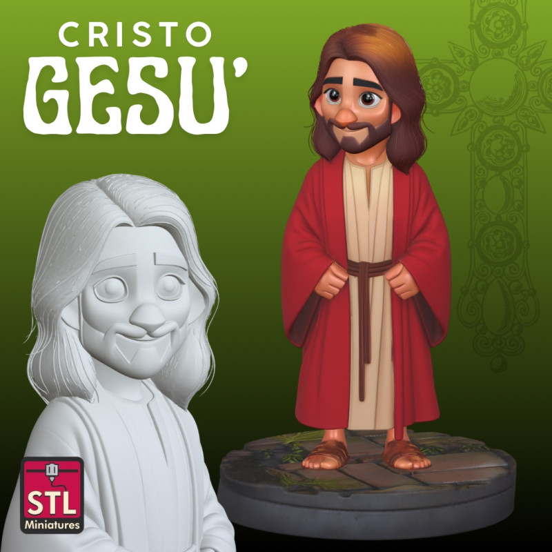 Jesus Christ STL Cartoon Style Sculpture 3D 打印模型 .c4d .max .obj .3ds .fbx .stl .blend