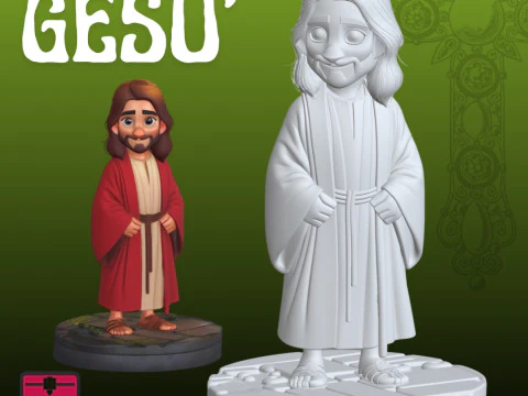 Jesus Christ STL Cartoon Style Sculpture 3D Print Model