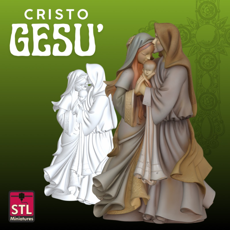 Nativity STL Modern Embrace Sculpture 3D 프린트 모델 .c4d .max .obj .3ds .fbx .stl .blend 