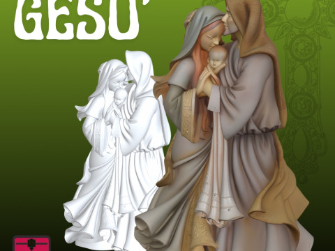 Nativity STL Modern Embrace Sculpture Modello di stampa 3D