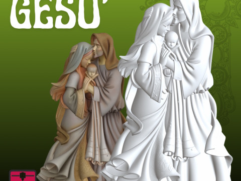 Nativity STL Modern Embrace Sculpture 3D 프린트 모델