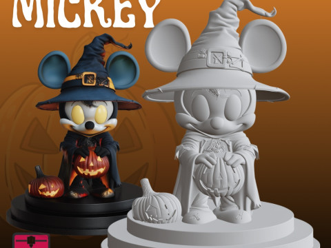 Mickey Halloween STL Spooky Cartoon Sculpture Model do druku 3D