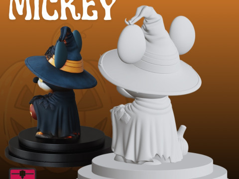 Mickey Halloween STL Spooky Cartoon Sculpture Modelo de Impressão 3D