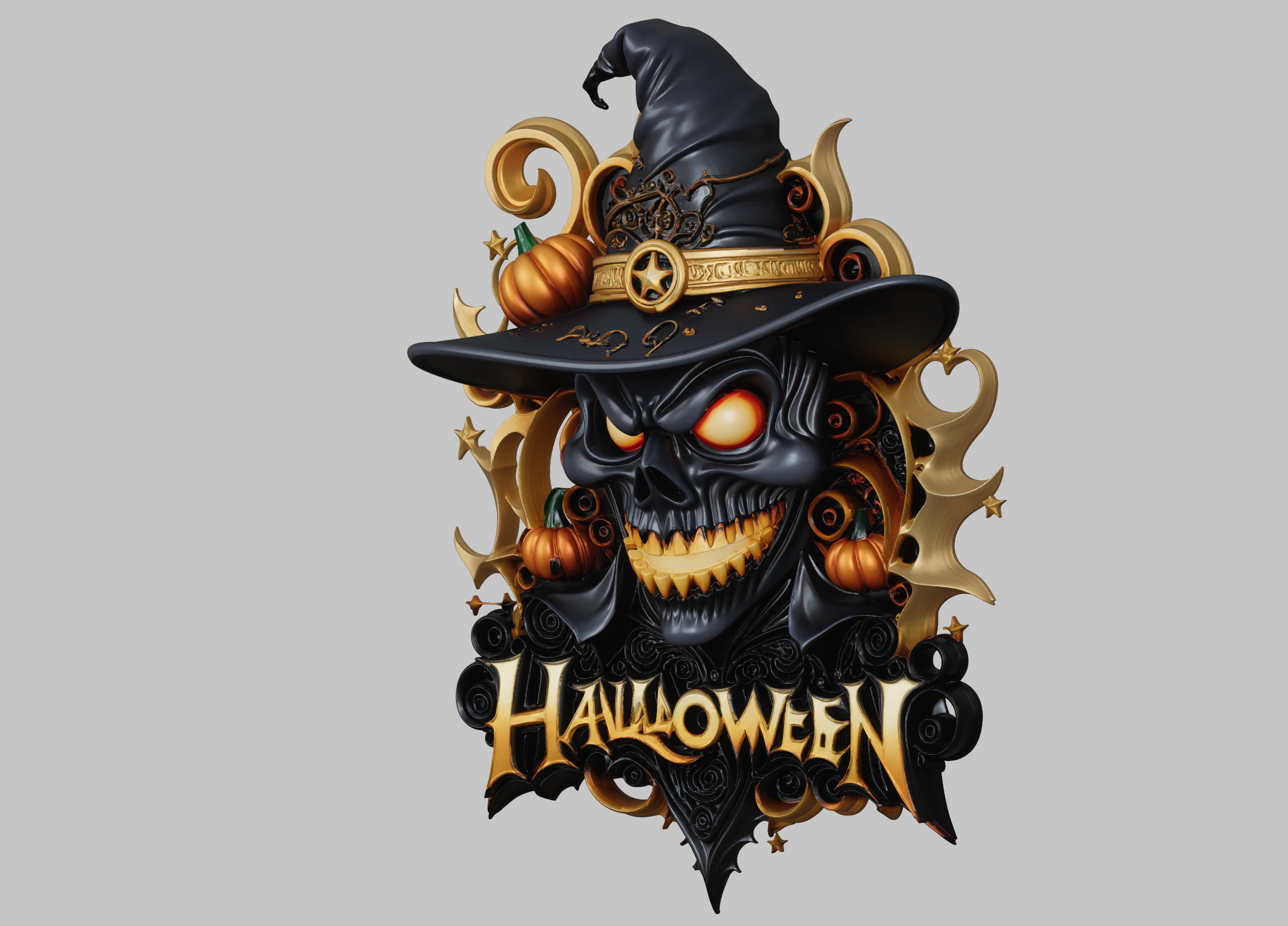 Halloween Relief STL Spooky Wall Sculpture 3D Print Model .c4d .max .obj .3ds .fbx .stl .blend 