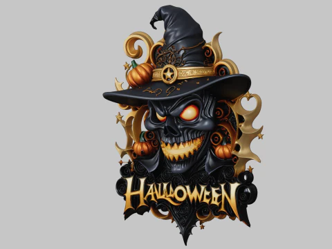 Sculpture murale effrayante STL en relief d'Halloween Modèles 3D en vedette