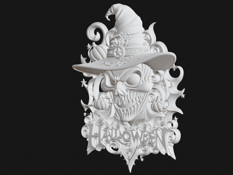 Halloween Relief STL Spooky Wall Sculpture 3D 打印模型