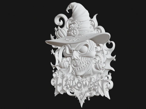 Halloween Relief STL Spooky Wall Sculpture 3D Print Model