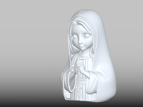 Madonna Cartoon Bust STL Modern Religious Sculpture 3D प्रिंट मॉडल