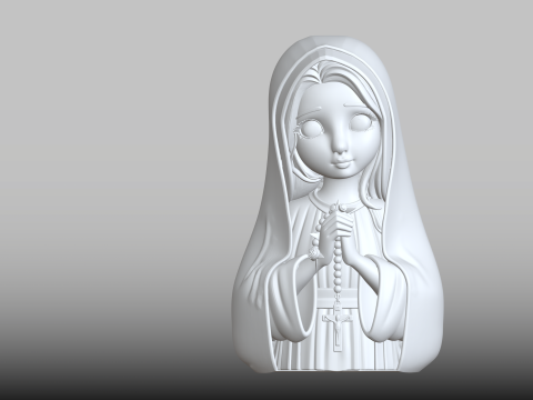 Madonna Cartoon Bust STL Modern Religious Sculpture 3D printmodel