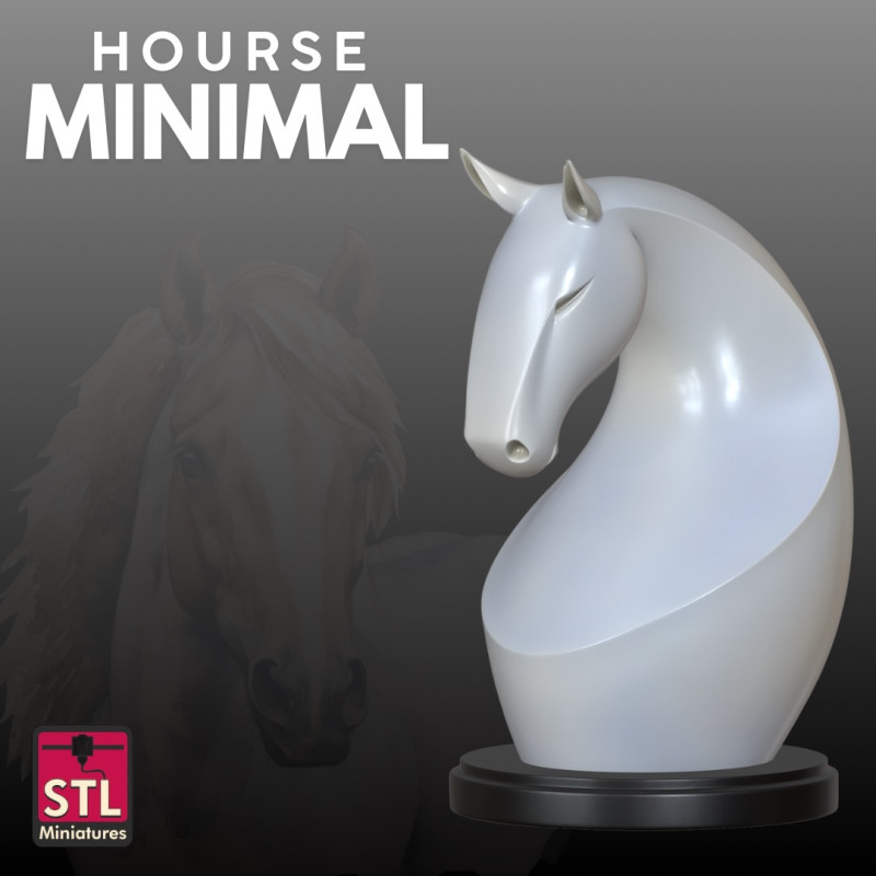 Horse Head STL Modern Minimalist Sculpture 3D Baskı Modeli .c4d .max .obj .3ds .fbx .stl .blend 
