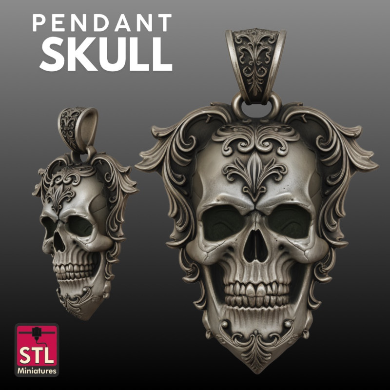 Skull Pendant STL Detailed Decorative 3D Druckmodell .c4d .max .obj .3ds .fbx .stl .blend