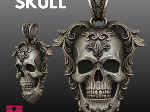 Skull Pendant STL Detailed Decorative Modello di stampa 3D