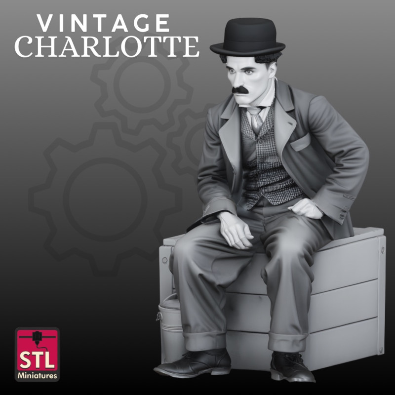 Charlie Chaplin STL Iconic Cinematic 3D प्रिंट मॉडल .c4d .max .obj .3ds .fbx .stl .blend 