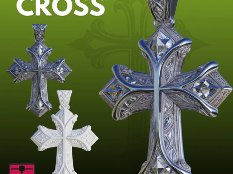 Decorative Cross Pendant STL Elegant 3D Print Model