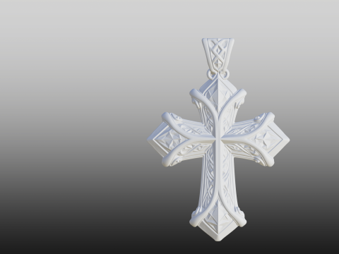 Decorative Cross Pendant STL Elegant 3D Принт Модель