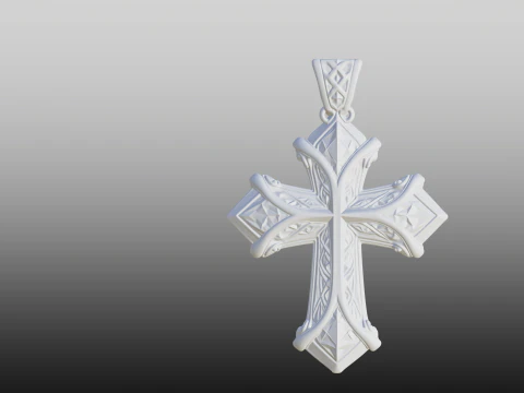 Decorative Cross Pendant STL Elegant 3D Print Model