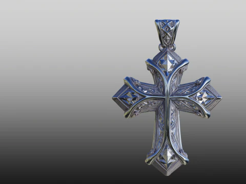 Decorative Cross Pendant STL Elegant 3D Print Model