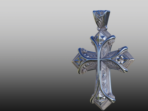 Decorative Cross Pendant STL Elegant 3D Принт Модель