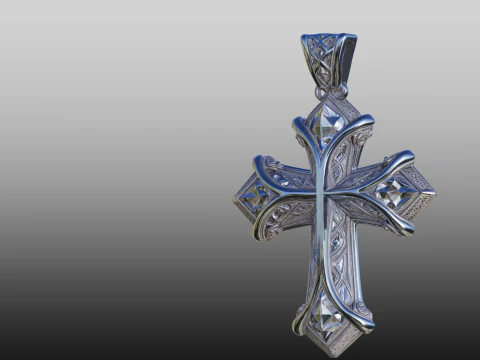 Decorative Cross Pendant STL Elegant 3D Print Model