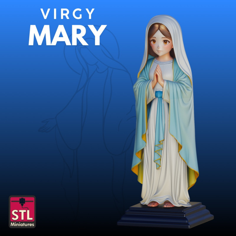 Virgin Mary Cartoon STL Modern Religious Sculpture 3Dプリントモデル .c4d .max .obj .3ds .fbx .stl .blend 