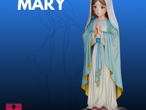 Virgin Mary Cartoon STL Modern Religious Sculpture 3D printmodel