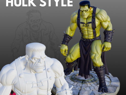 Frankenstein Hulk Style STL Halloween Collectible 3D Druckmodell
