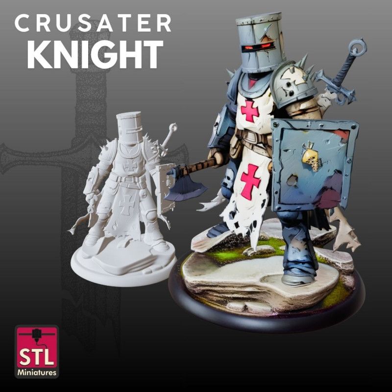 Crusader Knight STL estilo desenho animado colecionável Modelo de Impressão 3D .c4d .max .obj .3ds .fbx .stl .blend