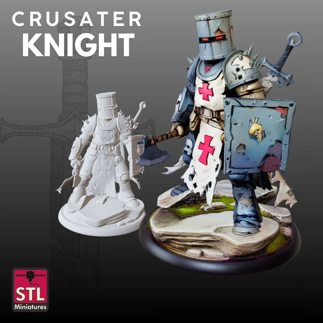 Crusader Knight STL Cartoon Style Collectible 3D Print Model .c4d .max .obj .3ds .fbx .stl .blend