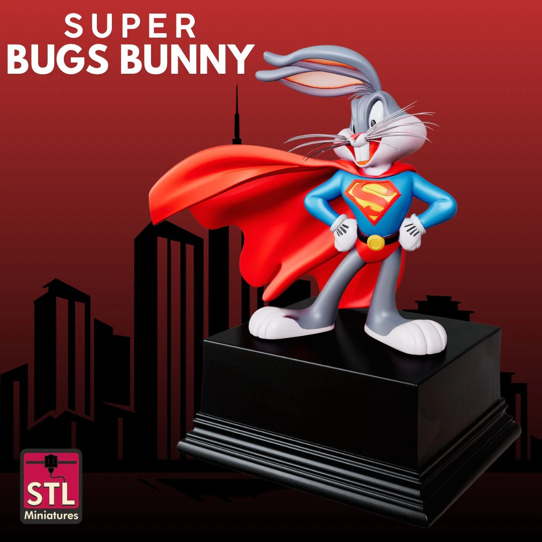 Super Bunny STL Cartoon Hero 3D Print Model .c4d .max .obj .3ds .fbx .stl .blend 