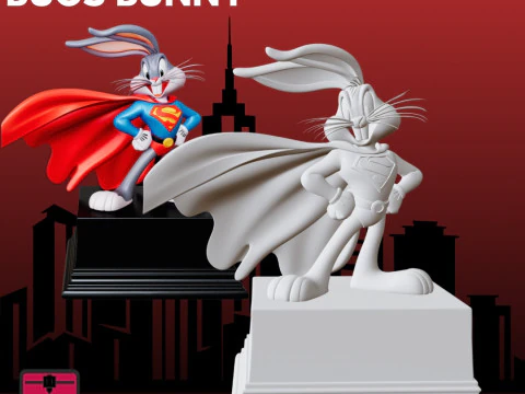 Super Bunny STL Cartoon Hero 3D Print Model
