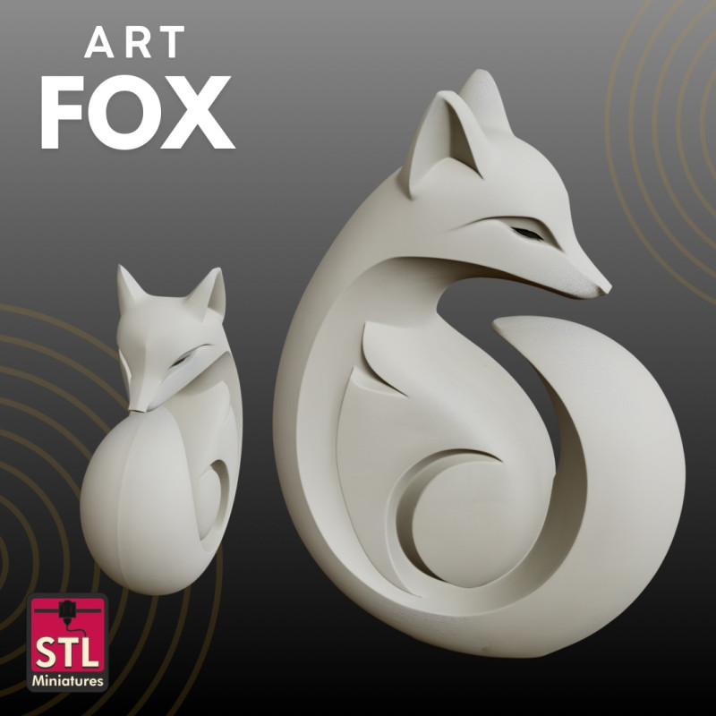 Modern Fox STL Minimalist Artistic Modelo de impresión 3D .c4d .max .obj .3ds .fbx .stl .blend